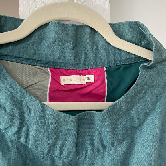 Teal sundress with colorful lining - Picture 2 of 4